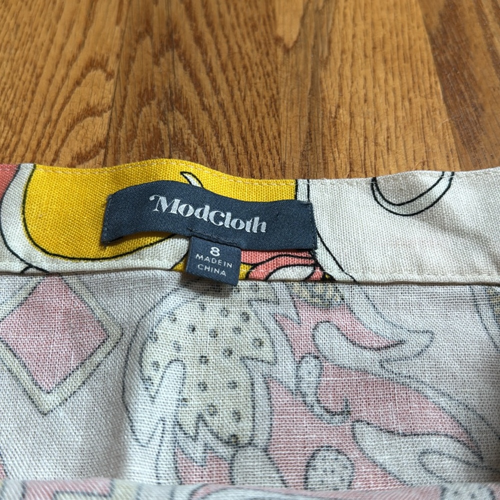 ModCloth linen blend geometric mini skirt size 8 - Picture 2 of 4